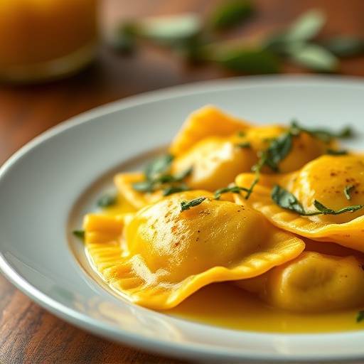 Butternut Squash Ravioli with sage butter sauce