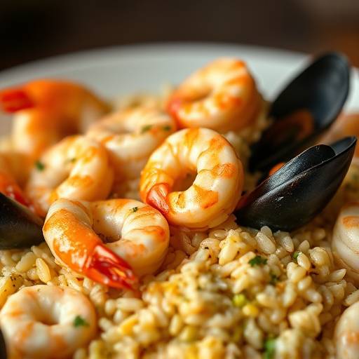 Seafood Risotto with prawns, mussels, and scallops