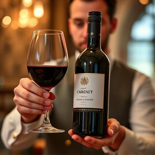 Sommelier presenting a bottle of vintage Cabernet Sauvignon to a guest