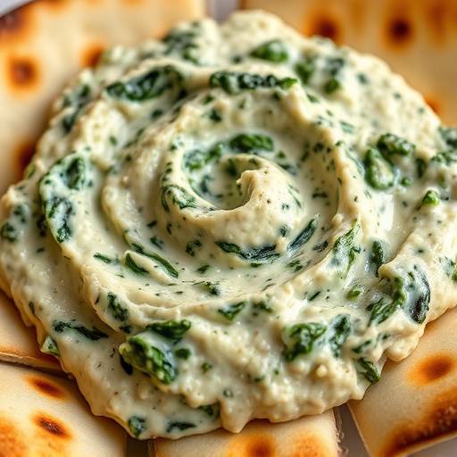 Spinach and Artichoke Dip with toasted pita bread